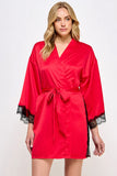 Isadora Satin Lace Trim Robe
