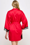 Isadora Satin Lace Trim Robe