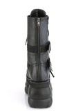 4" Platform Lace-Up Mid-Calf Boot with Triple Buckle Straps and Back Zip