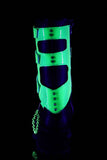 2 3/4" Platform Lace-Up Mid-Calf Boots with Chrome Metal Toe Cap, UV Reactive Acrylic Shield, and Harness Chain Details