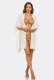 Elvira One-Piece Swimsuit, Mesh Cutout Bathing Suit with Fishnet Paneling, Deep V Design & Front Strap Detail, Stylish Swimwear