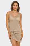 Sandy Shore Mini Swim Cover Up Dress, Shimmer Knit Beach Cover-Up with Ruched Detail, Lightweight Resort Wear