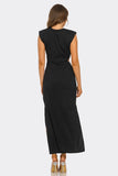 Knot Your Average Maxi Swim Cover Up Dress, Sleeveless Beach Dress with Twist Knot Waist & Side Cutout Design, Lightweight Stretch Resort Wear