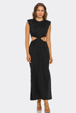 Knot Your Average Maxi Swim Cover Up Dress, Sleeveless Beach Dress with Twist Knot Waist & Side Cutout Design, Lightweight Stretch Resort Wear