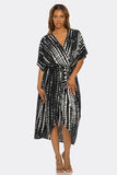 Tie Dye Maxi Beach Cover Up, Lightweight Boho Kimono Swimsuit Cover-Up with Open Front, Relaxed Loose Fit, V-Neck & Flowy Sleeves