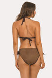 Mocha Muse Two-Piece Bikini Set, High-Cut Swimsuit with Pearl Accent, Tie-Side Low-Rise Cheeky Bikini Bottoms