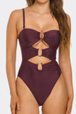 Lydia One Piece Swimsuit for Women with U-Ring Cut-Out Details, Adjustable Straps & High-Cut Leg – Edgy Cheeky Back Swimwear