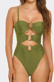 Lydia One Piece Swimsuit for Women with U-Ring Cut-Out Details, Adjustable Straps & High-Cut Leg – Edgy Cheeky Back Swimwear