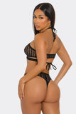 Wicked Nights 2-Piece Bodystocking Set for Women – Lace Mesh Halter Top with Keyhole Cut-Out, Sleeveless Design & Matching Bottom