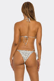 Spotted You 3-Piece Bikini Set, Animal Print Triangle Swimsuit with Mesh Long Sleeve Crop Top, Adjustable String Bikini & Cheeky Low Rise Bottoms