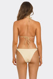 Gold Links Two-Piece Bikini Set, Textured Swimsuit with Chain Detail, Adjustable Tie Bikini Top & Low Rise Bottoms