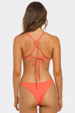 Tropical Flame Triangle Bikini Set, Shimmer High Cut Two-Piece Swimsuit with Crossback Straps, Cheeky Bikini Bottom