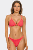 Tropical Flame Triangle Bikini Set, Shimmer High Cut Two-Piece Swimsuit with Crossback Straps, Cheeky Bikini Bottom