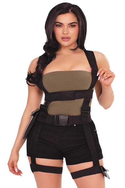 Utility Body Harness with Leg Garter & Multi-Pocket Detail Donna di Capri Utility Body Harness with Leg Garter & Multi-Pocket Detail Donna di Capri