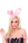 Bendable Marabou Trimmed Satin Bunny Ears Headband