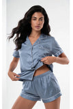 Satin Short Sleeve Pajama Set with Shorts