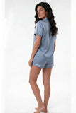 Satin Short Sleeve Pajama Set with Shorts