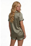 Satin Short Sleeve Pajama Set with Shorts