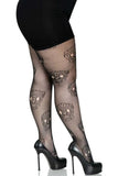 Calavera Plus Lace Skull Fishnet Tights