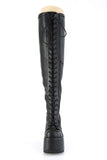 Chunky Heel Stretch Wide Calf Thigh-High Boots with Outside Metal Zip