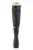 Chunky Heel Stretch Wide Calf Thigh-High Boots with Outside Metal Zip