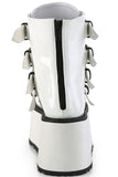 Platform Ankle Boots with Quadruple Buckle Straps, Metal Plate Details, and Back Metal Zip Closure