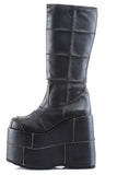 7" (17.8cm) Platform Goth Cyber Gogo Punk Patched Knee High Boots with Inner Side Zip Closure