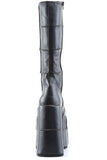 7" (17.8cm) Platform Goth Cyber Gogo Punk Patched Knee High Boots with Inner Side Zip Closure