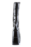 7" (17.8cm) Platform Goth Cyber Gogo Punk Patched Knee High Boots with Inner Side Zip Closure
