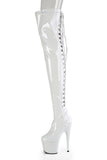 Stretch Thigh Boot with 7-Inch Stiletto Heel, Platform, and Rear Lace-Up Detail