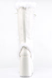 5" Chunky Heel 3" Platform Lace-Up Knee-High Boots with Faux Fur Trim and Full Inner Side Zip