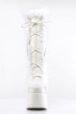 5" Chunky Heel 3" Platform Lace-Up Knee-High Boots with Faux Fur Trim and Full Inner Side Zip