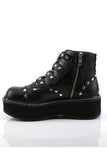Platform Lace-Up Front Ankle Boots with Buckle Straps, O-Ring Detail, Heart Stud Accents, and Inner Side Zip