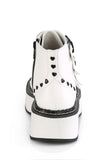 Platform Lace-Up Front Ankle Boots with Buckle Straps, O-Ring Detail, Heart Stud Accents, and Inner Side Zip