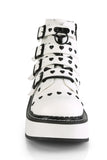 Platform Lace-Up Front Ankle Boots with Buckle Straps, O-Ring Detail, Heart Stud Accents, and Inner Side Zip