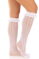 Sweetheart Ruffle Cuff Knee High Socks