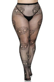 Calavera Plus Lace Skull Fishnet Tights