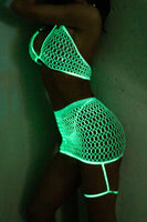 Celestial Night Mesh Three piece Set with Thong