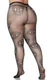 Calavera Plus Lace Skull Fishnet Tights