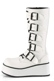 Platform Lace-Up Knee High Boots with Buckle Straps and Full Inner Metal Zip Closure