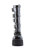 Platform Lace-Up Knee High Boots with Buckle Straps and Full Inner Metal Zip Closure