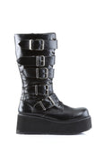 Platform Lace-Up Knee High Boots with Buckle Straps and Full Inner Metal Zip Closure