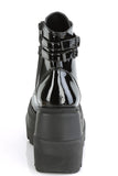 Platform Lace-Up Front Ankle Boots with Double Buckled Ankle Straps and Inner Side Zip