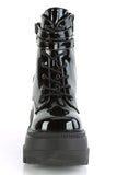Platform Lace-Up Front Ankle Boots with Double Buckled Ankle Straps and Inner Side Zip