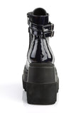 Platform Lace-Up Front Ankle Boots with Double Buckled Ankle Straps and Inner Side Zip