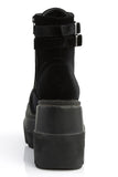 Platform Lace-Up Front Ankle Boots with Double Buckled Ankle Straps and Inner Side Zip