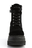 Platform Lace-Up Front Ankle Boots with Double Buckled Ankle Straps and Inner Side Zip