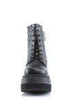 Platform Lace-Up Front Ankle Boots with Double Buckled Ankle Straps and Inner Side Zip