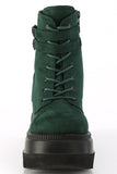 Platform Lace-Up Front Ankle Boots with Double Buckled Ankle Straps and Inner Side Zip