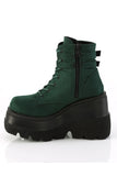 Platform Lace-Up Front Ankle Boots with Double Buckled Ankle Straps and Inner Side Zip